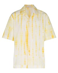Мужская желтая рубашка с коротким рукавом с принтом тай-дай от SMR Days