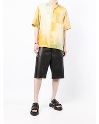 Мужская желтая рубашка с коротким рукавом с принтом тай-дай от Oamc