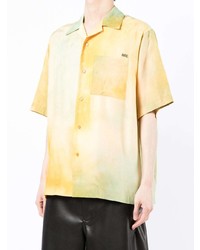 Мужская желтая рубашка с коротким рукавом с принтом тай-дай от Oamc