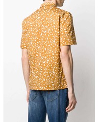 Мужская желтая рубашка с коротким рукавом с принтом от Dondup