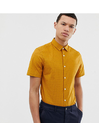Мужская желтая рубашка с коротким рукавом с принтом от ASOS DESIGN