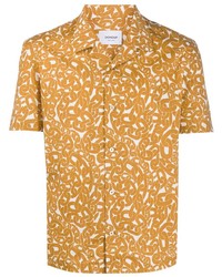 Мужская желтая рубашка с коротким рукавом с принтом от Dondup