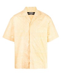 Мужская желтая рубашка с коротким рукавом с принтом от Jacquemus