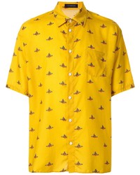 Мужская желтая рубашка с коротким рукавом с принтом от JohnUNDERCOVE