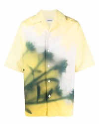 Мужская желтая рубашка с коротким рукавом с принтом от Kenzo