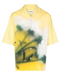 Мужская желтая рубашка с коротким рукавом с принтом от Kenzo