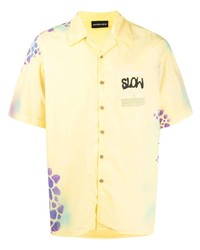 Мужская желтая рубашка с коротким рукавом с принтом от Mauna Kea