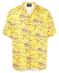 Мужская желтая рубашка с коротким рукавом с принтом от Mauna Kea