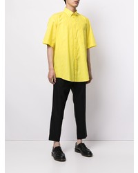 Мужская желтая рубашка с коротким рукавом с принтом от Balenciaga