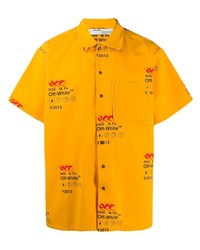 Мужская желтая рубашка с коротким рукавом с принтом от Off-White