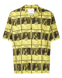 Мужская желтая рубашка с коротким рукавом с принтом от Yoshiokubo