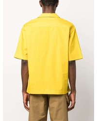 Мужская желтая рубашка с коротким рукавом с цветочным принтом от Sunnei