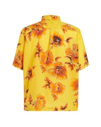 Мужская желтая рубашка с коротким рукавом с цветочным принтом от Etro