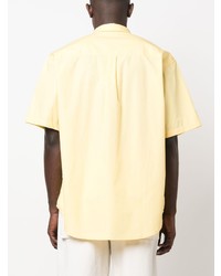 Мужская желтая рубашка с коротким рукавом с цветочным принтом от Drôle De Monsieur