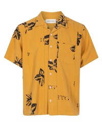 Мужская желтая рубашка с коротким рукавом с цветочным принтом от HONOR THE GIFT