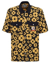 Мужская желтая рубашка с коротким рукавом с цветочным принтом от Marni