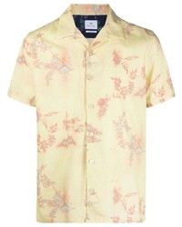 Мужская желтая рубашка с коротким рукавом с цветочным принтом от Paul Smith
