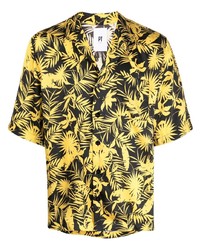 Мужская желтая рубашка с коротким рукавом с цветочным принтом от PT TORINO