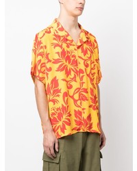 Мужская желтая рубашка с коротким рукавом с цветочным принтом от ERL