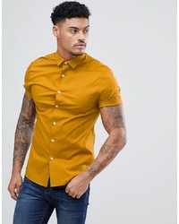 Мужская желтая рубашка с коротким рукавом от ASOS DESIGN