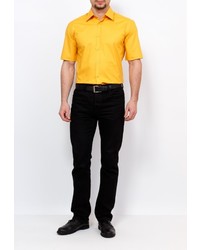 Мужская желтая рубашка с коротким рукавом от GREG