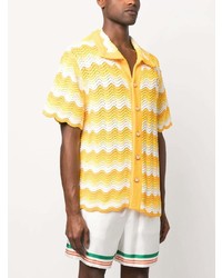 Мужская желтая рубашка с коротким рукавом от Casablanca
