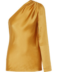 Желтая сатиновая блузка от Cushnie et Ochs