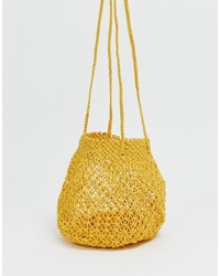 Желтая соломенная сумка-мешок