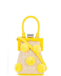 Желтая соломенная сумка через плечо от Perrin Paris