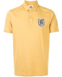 Желтая футболка-поло с вышивкой