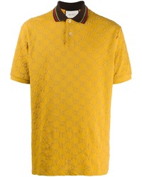 Мужская желтая футболка-поло с вышивкой от Gucci
