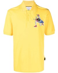 Мужская желтая футболка-поло с принтом от Philipp Plein