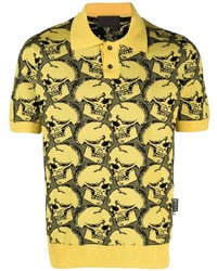 Мужская желтая футболка-поло с принтом от Philipp Plein