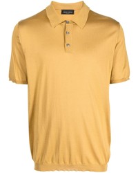 Мужская желтая футболка-поло с цветочным принтом от Roberto Collina