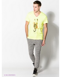 Мужская желтая футболка с v-образным вырезом с принтом от Boom Bap Wear