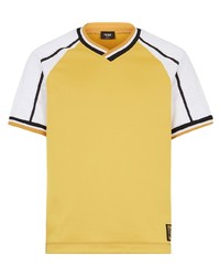 Мужская желтая футболка с v-образным вырезом от Fendi