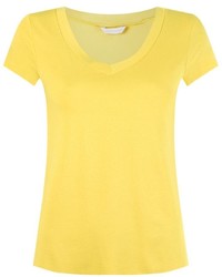 Женская желтая футболка с v-образным вырезом