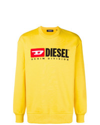 Мужская желтая футболка с длинным рукавом с принтом от Diesel