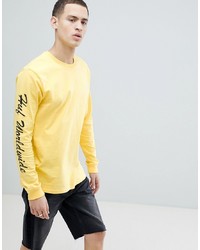 Мужская желтая футболка с длинным рукавом с принтом от HUF