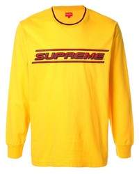 Мужская желтая футболка с длинным рукавом с принтом от Supreme