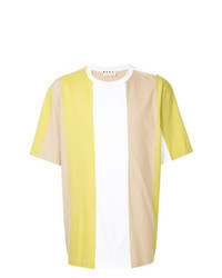 Желтая футболка с круглым вырезом в вертикальную полоску