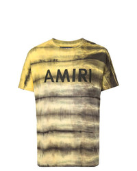 Мужская желтая футболка с круглым вырезом в горизонтальную полоску от Amiri
