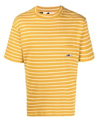 Мужская желтая футболка с круглым вырезом в горизонтальную полоску от Anglozine