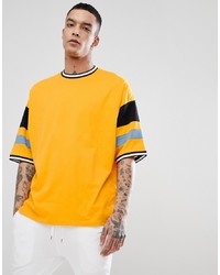 Мужская желтая футболка с круглым вырезом в горизонтальную полоску от ASOS DESIGN