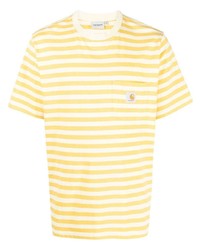 Мужская желтая футболка с круглым вырезом в горизонтальную полоску от Carhartt WIP