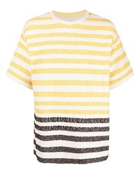 Мужская желтая футболка с круглым вырезом в горизонтальную полоску от Jil Sander
