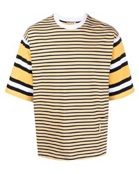 Мужская желтая футболка с круглым вырезом в горизонтальную полоску от Marni