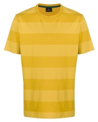 Мужская желтая футболка с круглым вырезом в горизонтальную полоску от PS Paul Smith