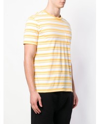 Мужская желтая футболка с круглым вырезом в горизонтальную полоску от Pop Trading Company