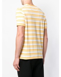 Мужская желтая футболка с круглым вырезом в горизонтальную полоску от Pop Trading Company